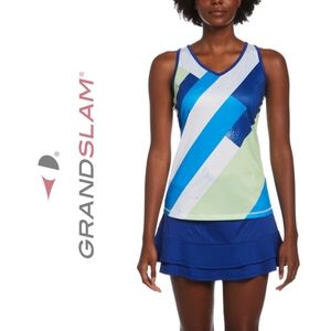 NEW Grand Slam Break Point Abstract Print Sleeveless Racerback Tennis Tank Top M